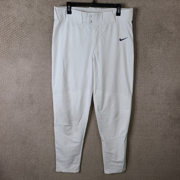 Nike Baseball Pants Mens Large White Uniform Athletic Polyester BQ6435 101 - Picture 1 of 16